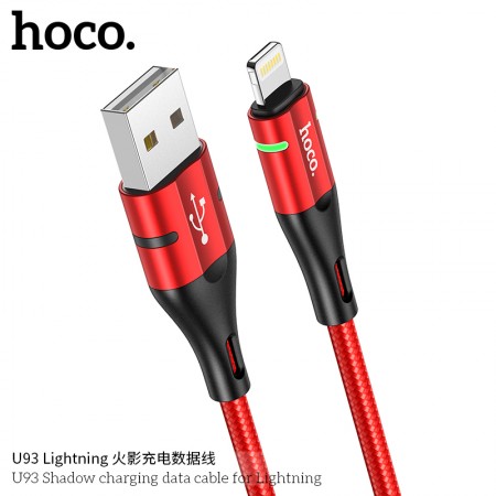 U93 Shadow Charging Data Cable For Lightning-Red